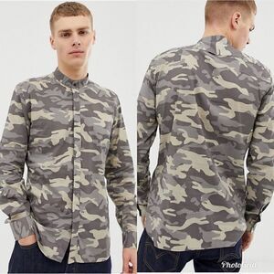 ASOS Antony Morato Grandad Collar Shirt In Camo